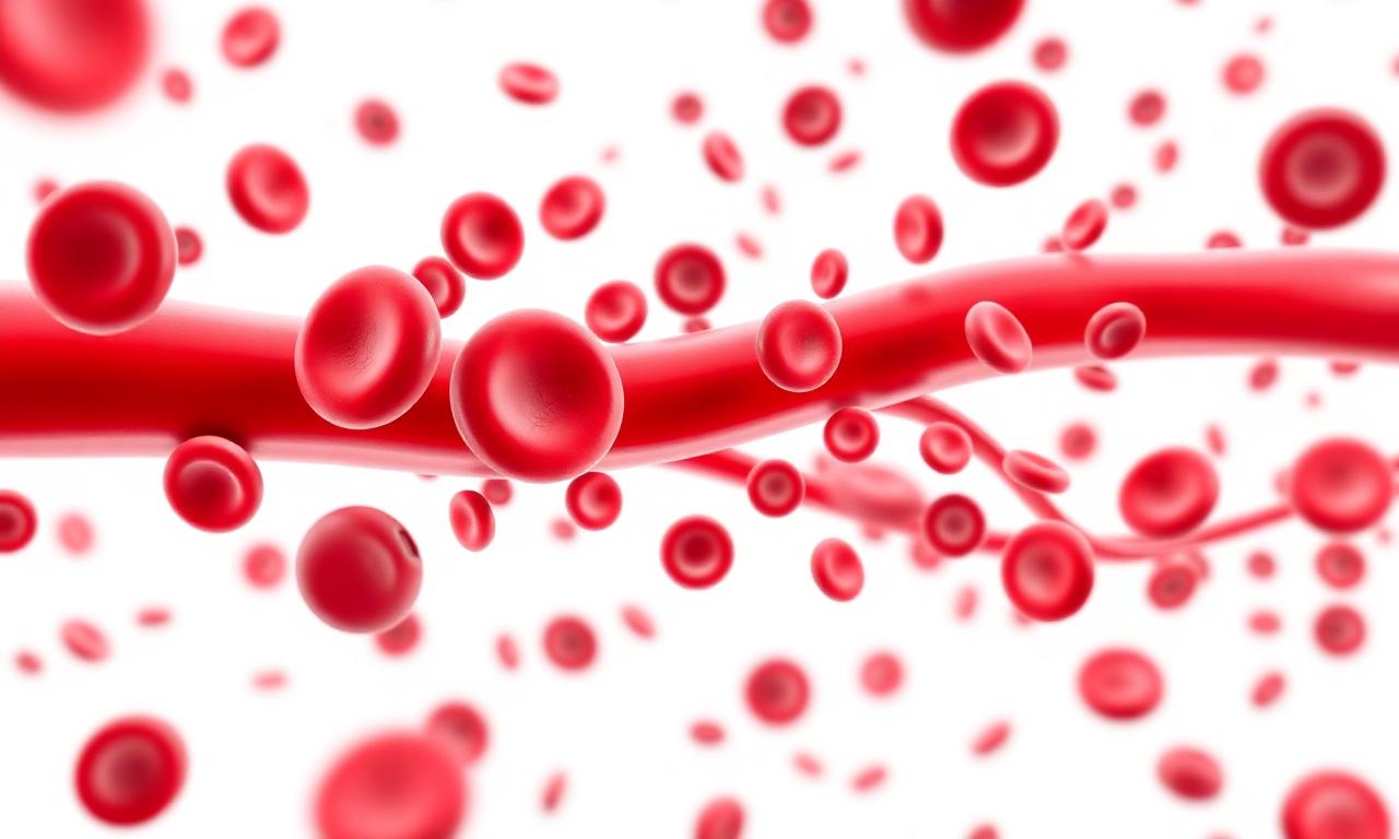 Healthy red blood cells flowing through an artery